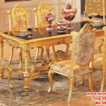 kursi meja makan klasik ukiran gold