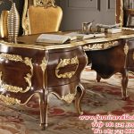 meja kerja kantor jati ukiran modern