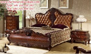 tempat tidur jati klasik modern