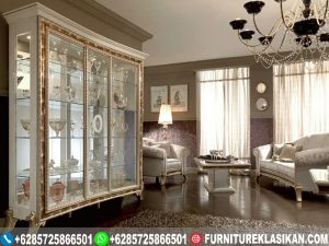lemari hias bufet duco mewah ukiran terbaru