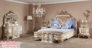 tempat tidur ukiran rococo mewah