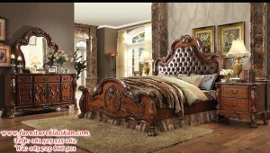 tempat tidur jati ukiran modern